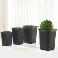 

3 size option square nursery plastic flower pot for indoor home desk, bedside or floor, and outdoor yard,lawn or garden planting