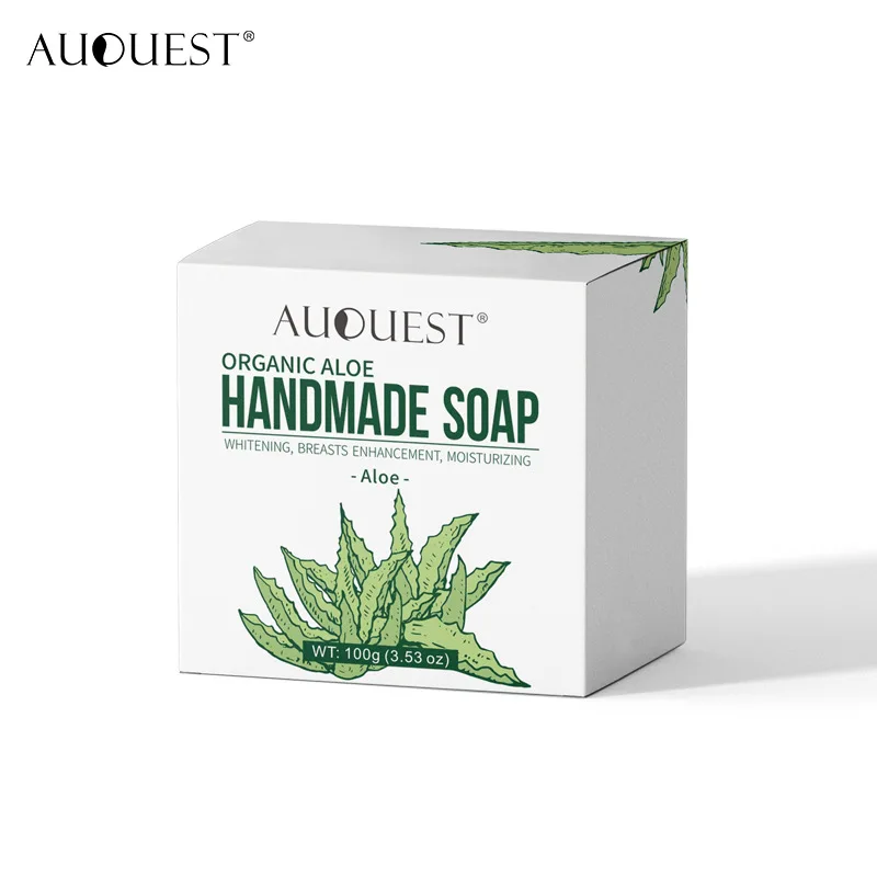 

AUQUEST Best Face cleaning oil control whitening skin hydrating Aloe Vera Handmade Soap, White