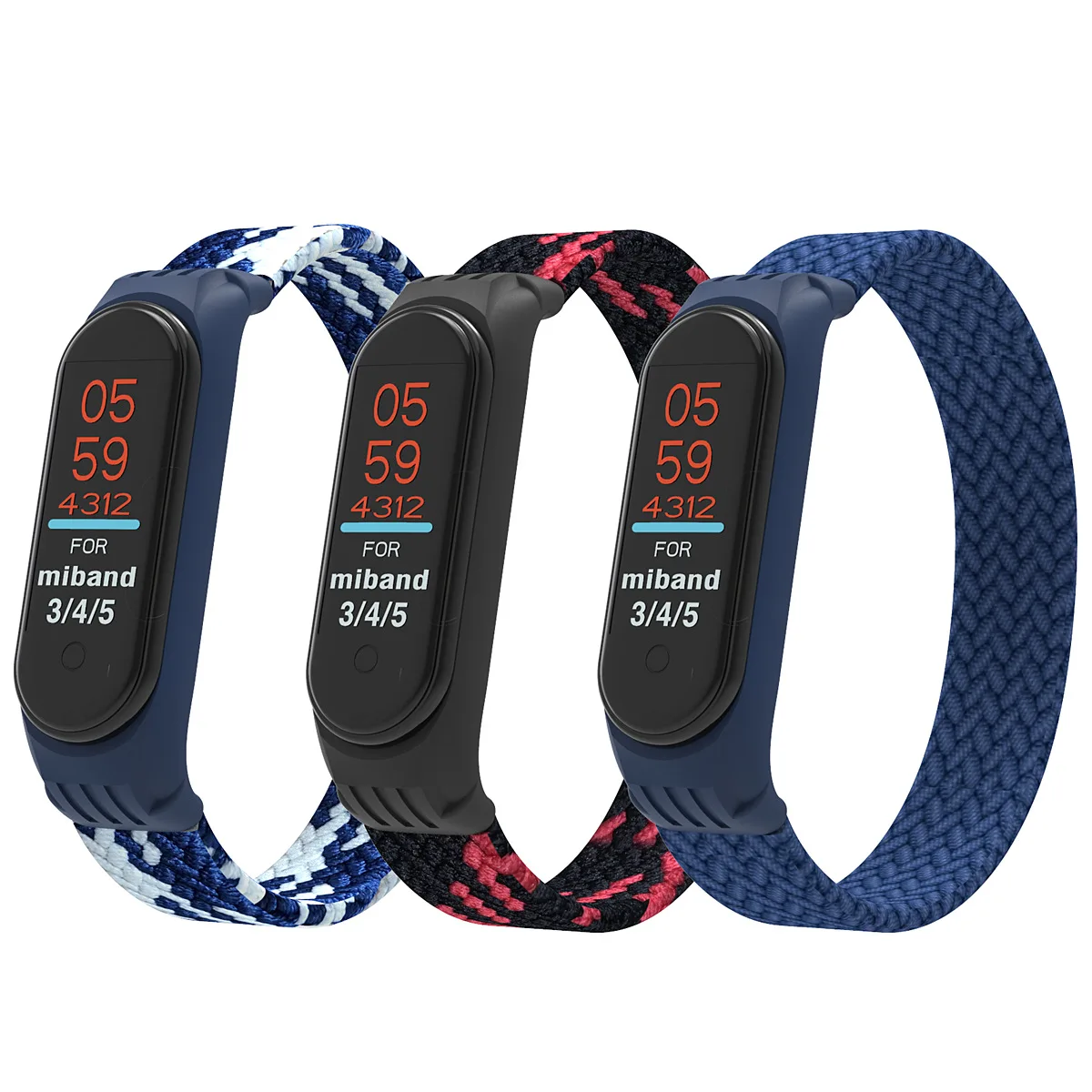 

Elastic Braided Solo Loop Strap Replaceable Nylon Bracelet For Xiaomi Mi Band 6 5 3 4 Nylon silicone Wristband For Miband 4 5 3