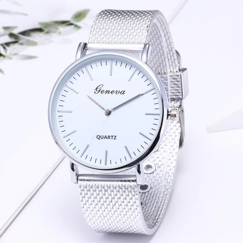 

Fashion Geneva mesh belt simple quartz watch men's and women's watches ultra-thin mesh belt
