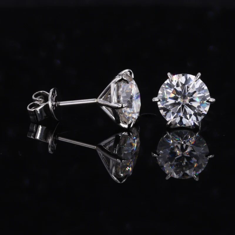 

Starsgem round cut moissanite jewelry gemstone DEF vvs diamond gold Stud pt950 platinum Earrings