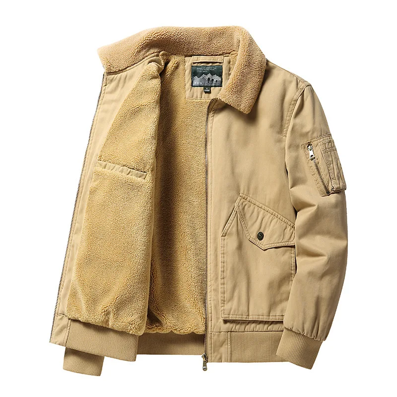 

winter cotton-padded coat men's casual lambkin jacket fleece mens jacket