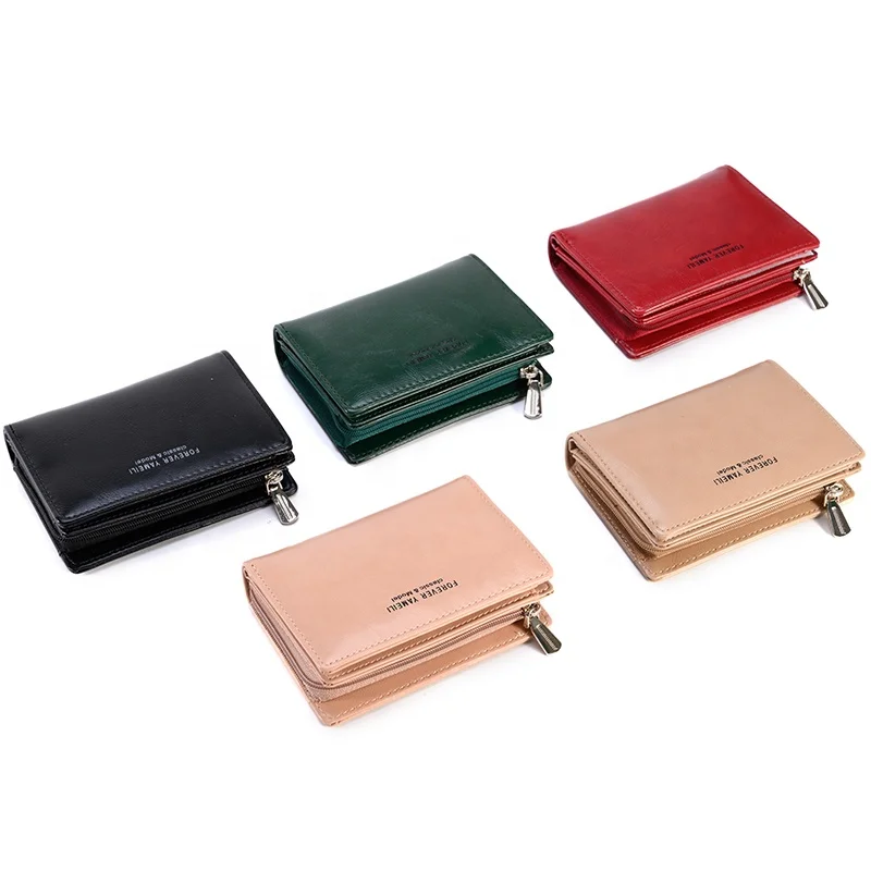 

2021 Hight Quality New Fashion PU Leather short wallet girls zipper wallet multifunction case id card