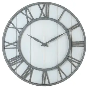 Image of 24 inch Large Antique Retro Handmade Metal Frame Home Decor Wood Wall Clock