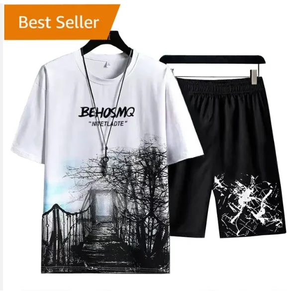 2023 New Men's T Shirt And Short Set Summer Short Sleeve Tops And Pants Suits Breathable Casual T Shirt Sport Set