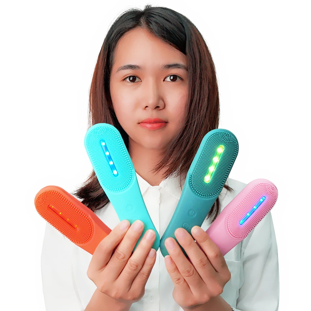 

High Quality Face Brush Sonic Silicone Facial Cleansing Brush for Deep Cleaning, Pink & green