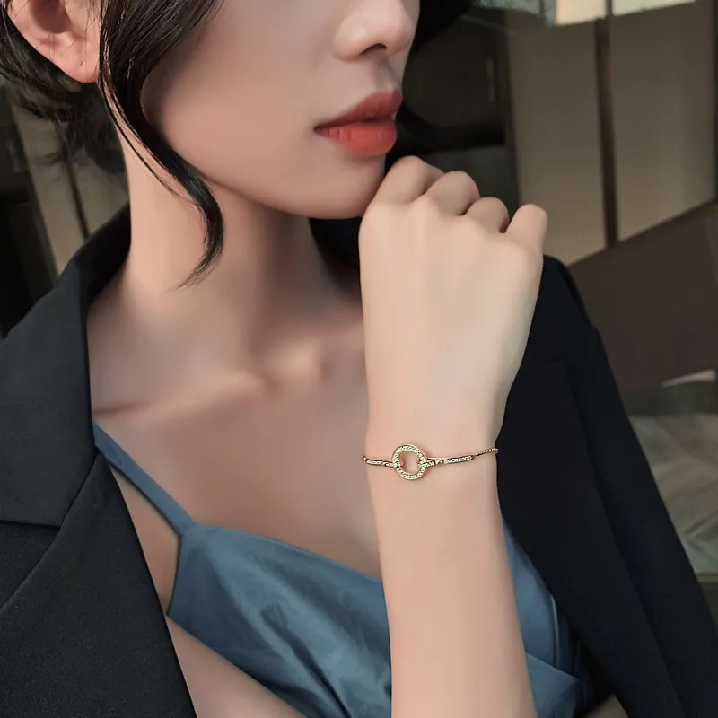 

Hot Selling Design Simple Round Ring Bracelet Women's Stainless Steel Jewelry