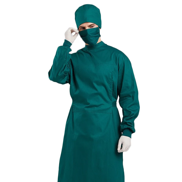 

Wholesale isolation doctor hospital medical scrubs green sterile cotton surgical dressing suits surgery gown