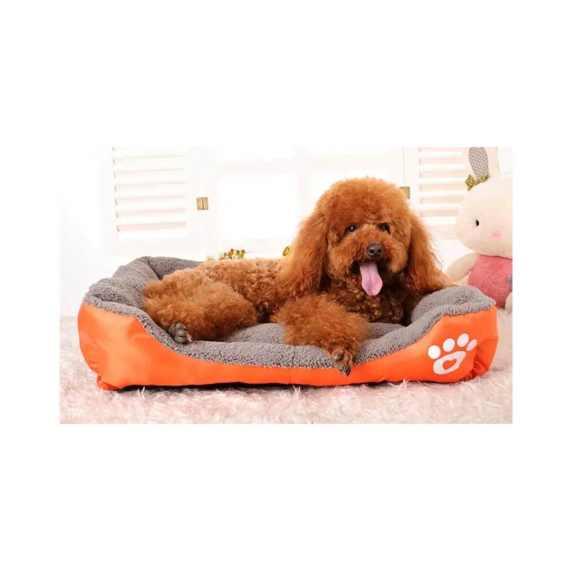 

Popular Custom Design Square Kennel Footprints PP Cotton Filling Waterproof Durable Pet Sofa For Dogs And Cats