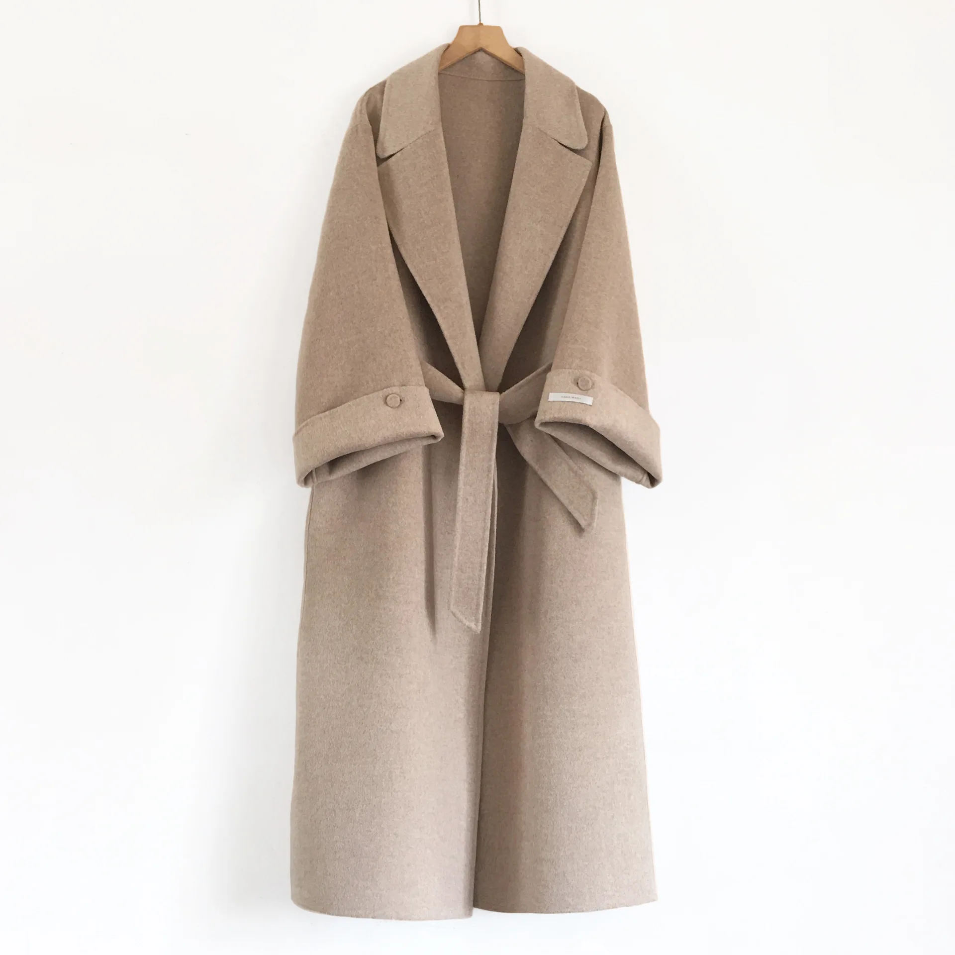 

In stock autumn and winter new style Female hand sewn double sided cashmere coat loose coat FLYR034, Black/elegant blue/oatmeal/citrus color