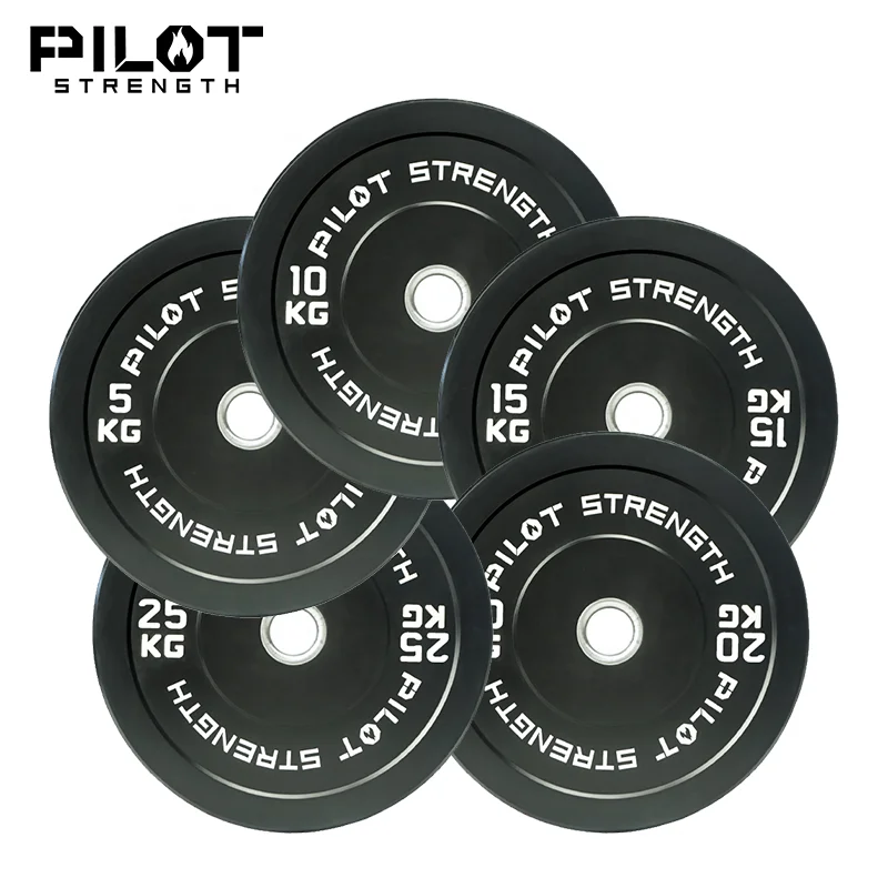 

PILOT STRENGTH Weightlifting plates rubber bumper weight plate, Black