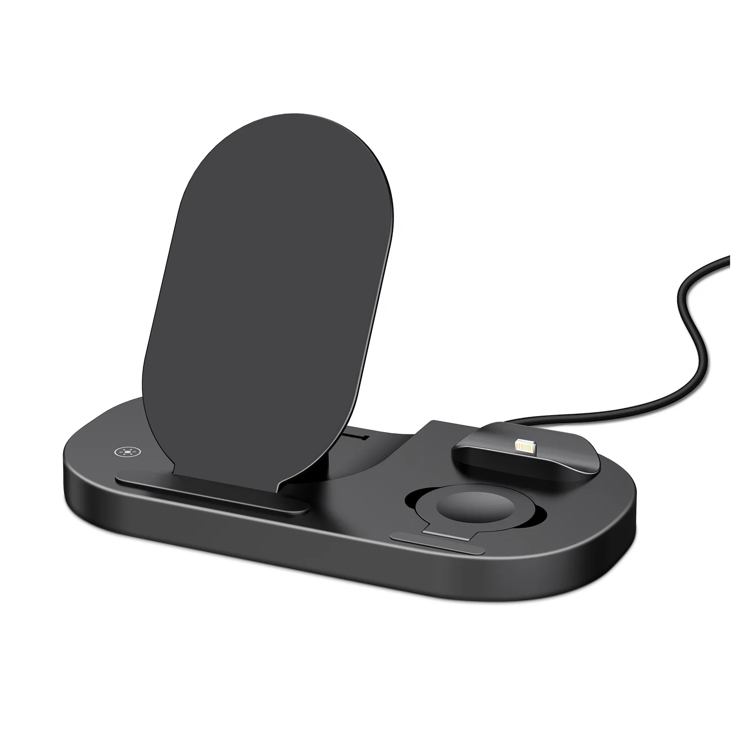 

2021 Hot Selling New 3 in 1 Wireless Charging Station Watch Earbuds Adjustable15 w Fast Charger LED for iPhone, White black