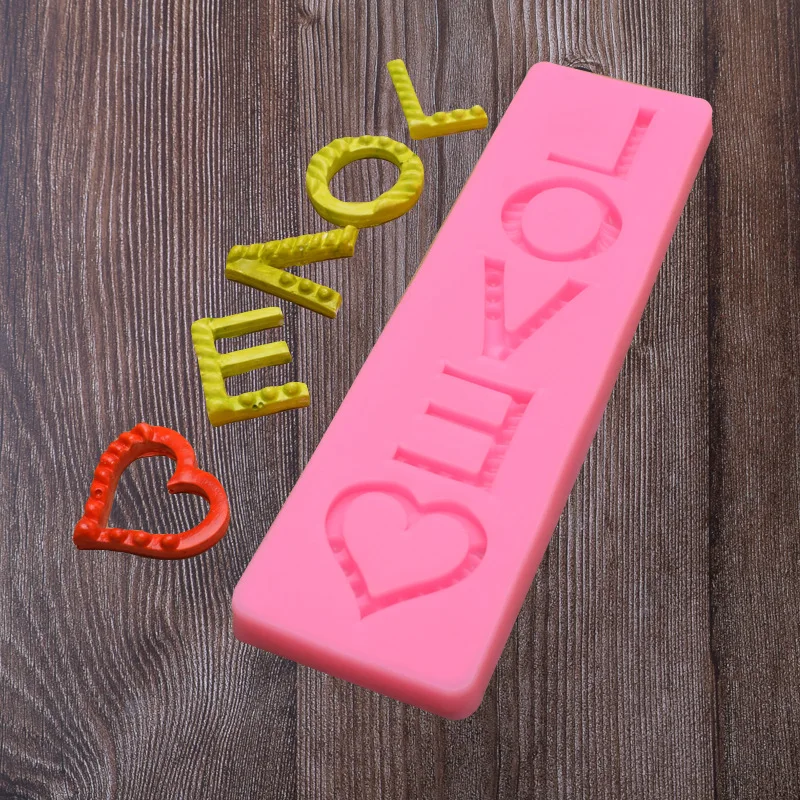 

Love Letter Fondant Silicone Mold Valentine's Day Chocolate Baking DIY Cake Decoration Tool Epoxy Mold, As picture