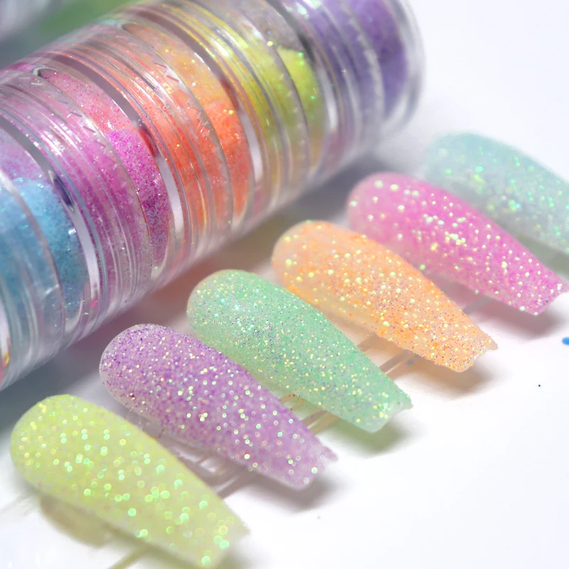 

6Pcs Kits Candy Sweater Effect Nail Glitter Set Sparkly Colorful Sugar Powder Chrome Pigment Bulk