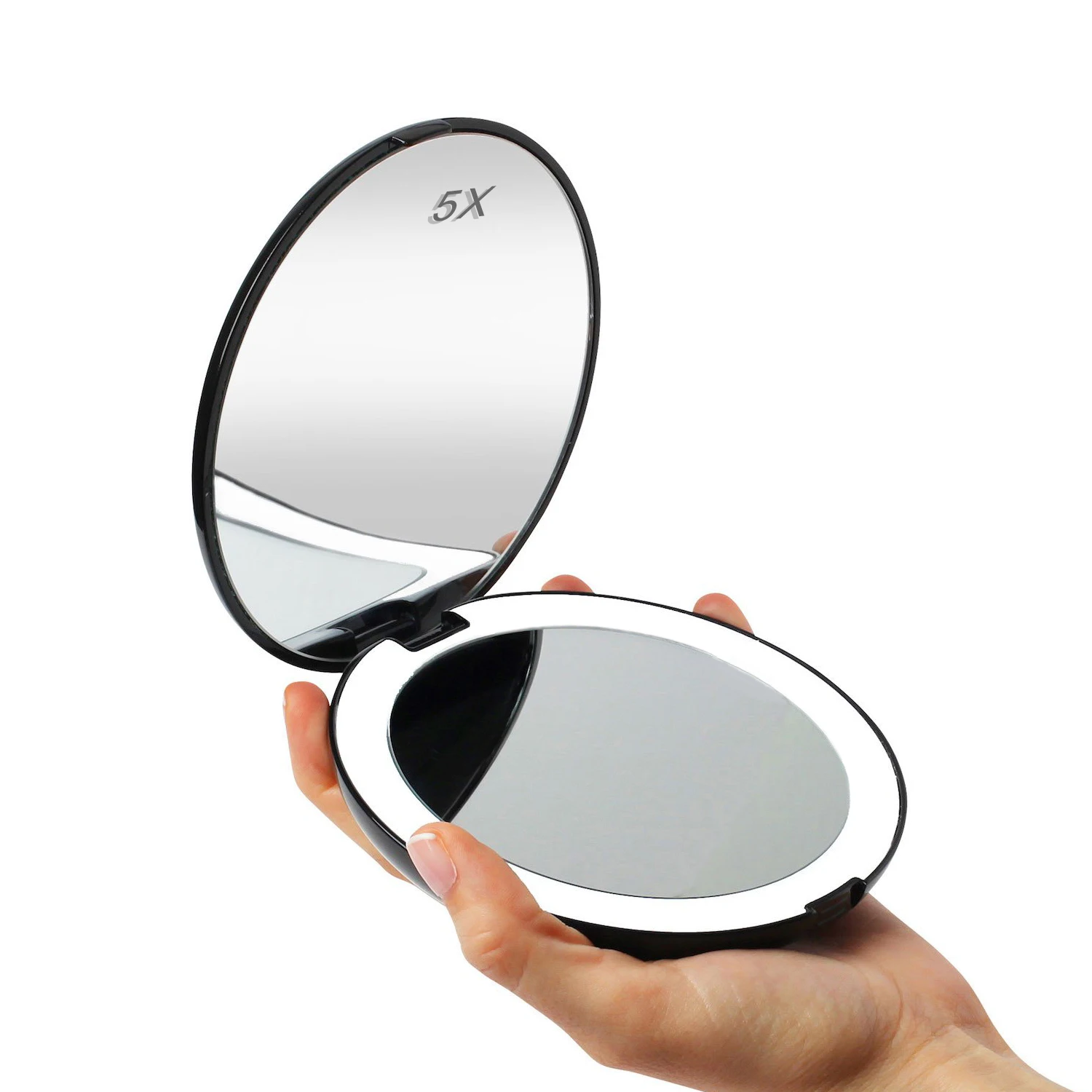 

New products double sides compact pocket Led makeup mirror for travel, Pink