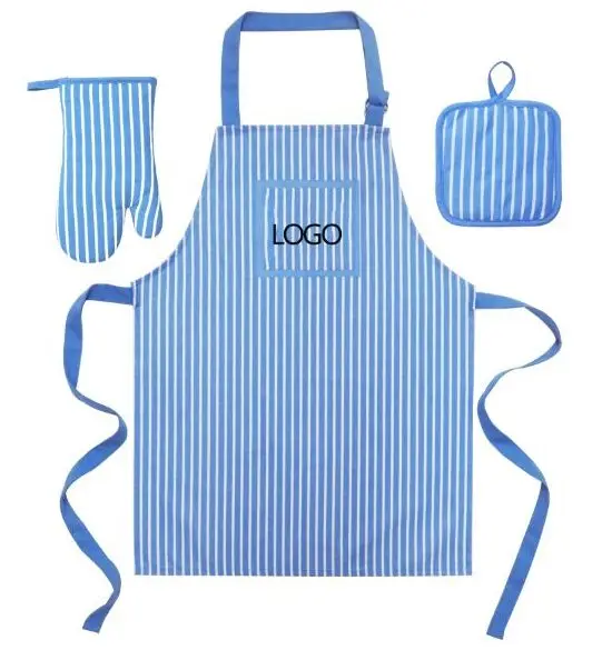 

wholesale high quality aprons oven mitt pot holder set kitchen apron gloves set for baking, Red, black. blue, purple, etc