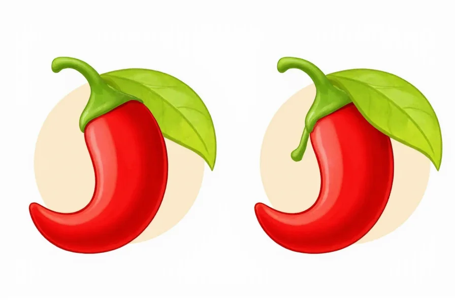 Side-by-side comparison of chili emoji with similar food emojis showing visual differences
