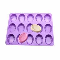 

Factory direct silicone cake mold 15 hole oval soap making silicone molds