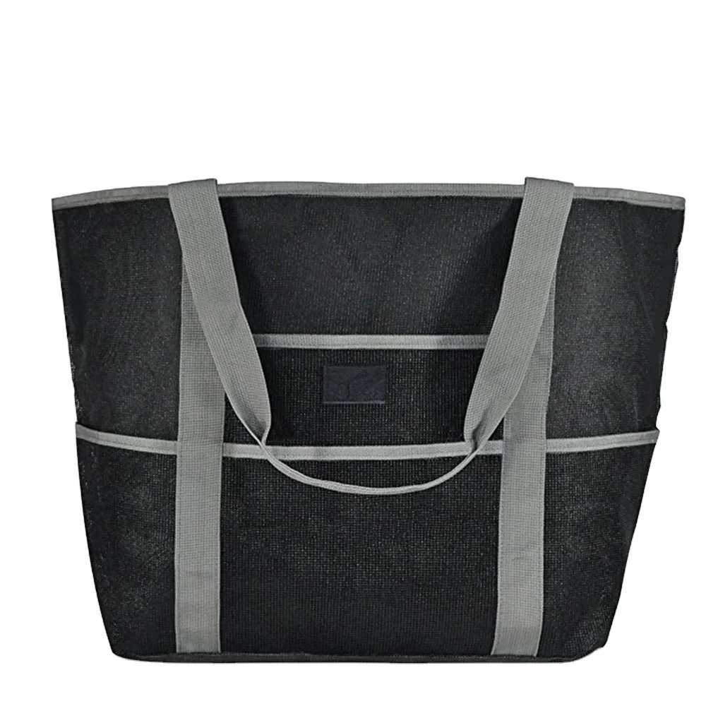 black mesh beach bag