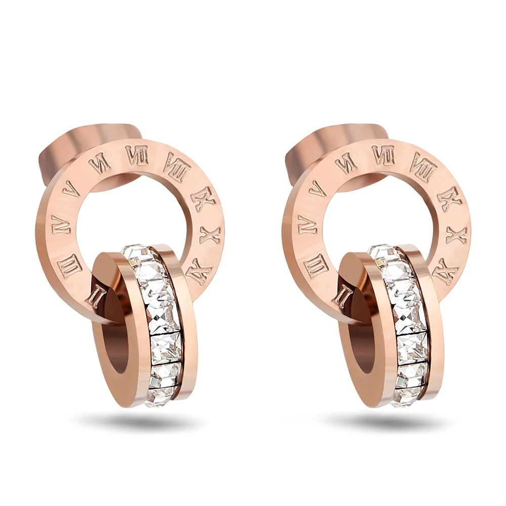 

2021 hot sale plated rose gold earrings fashion diamond stud earrings for women diamond earrings studs