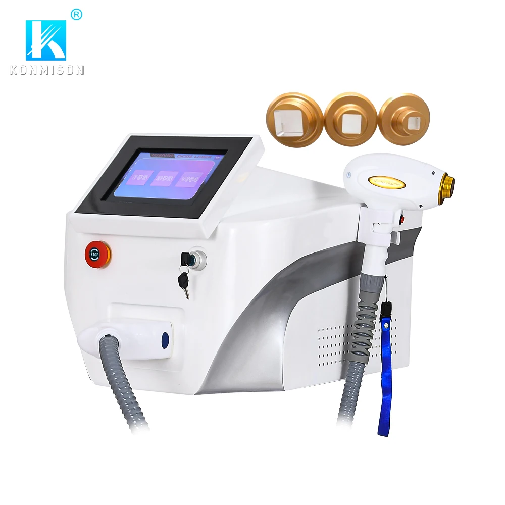 

Portable 755nm 106nm 808nm permanent hair removal diode laser machine with replaced treatment heads