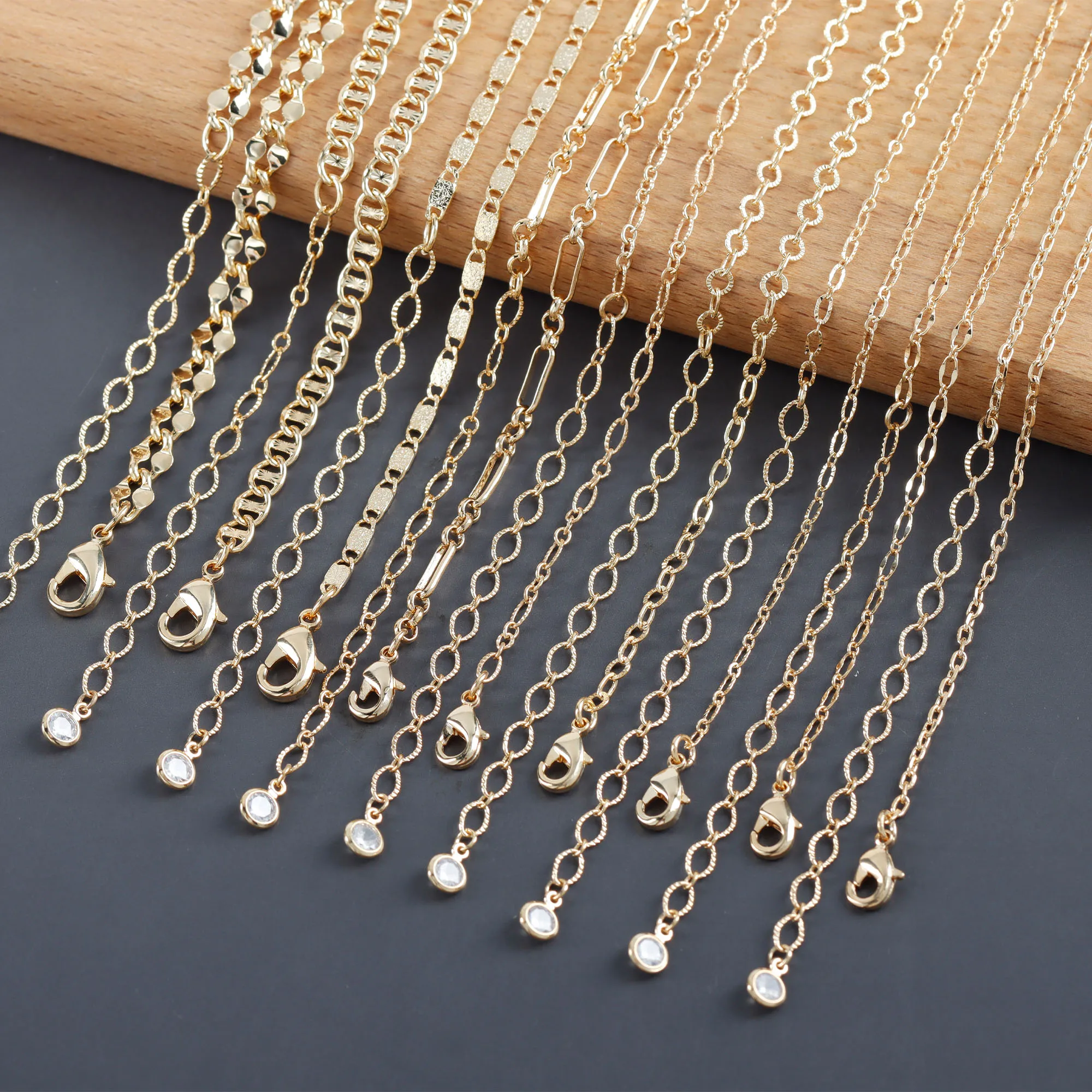 

M1053 Vintage Simple Design Choker Necklace 18K Gold Plated Long Link Chain For Women DIY Jewelry Accessories 1pcs/lot