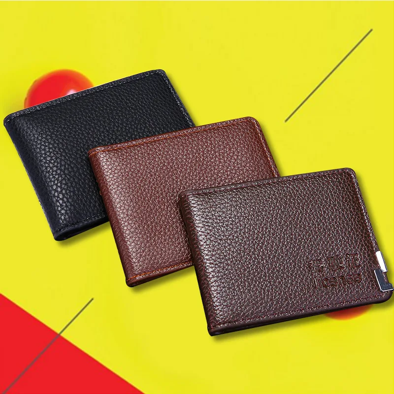 

Three colors of driver's license leather bag and PU leather card wallet