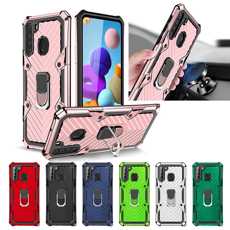 

for samsung a21 a51 a71 case Luxury shockproof ring stand holder Phone Case For samsung a21, 5 colors