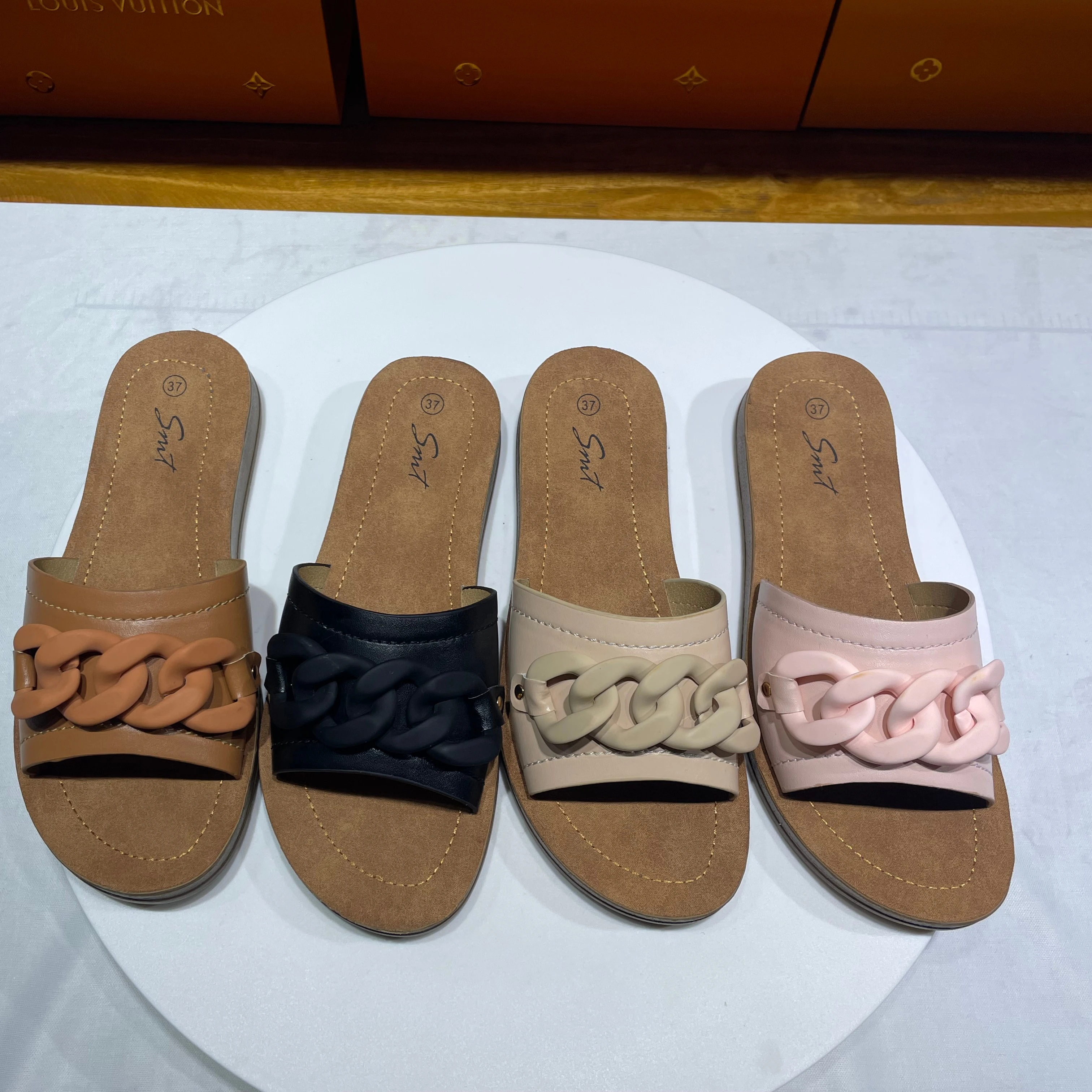 

2021 Women casual slippers flat women summer sandals comfortable lady slipper, Black/orange/yellow/nude