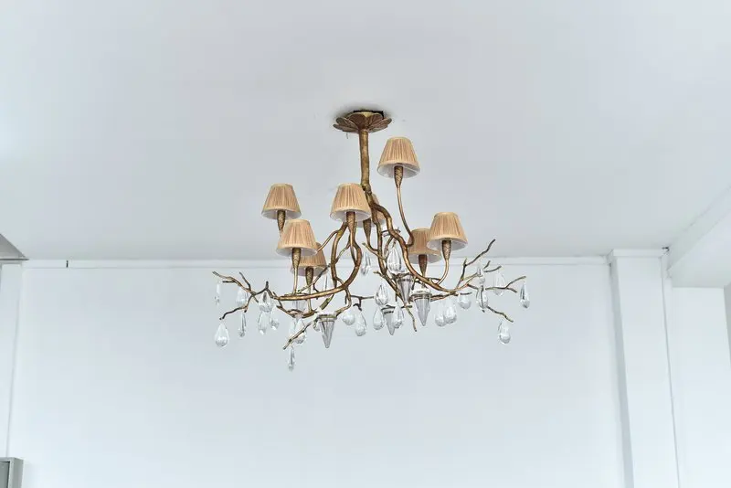 MEEROSEE Forest Branch Brass Luxury Copper Lamps Vintage Pendant Lights With K9 Crystal Chandelier MD87007