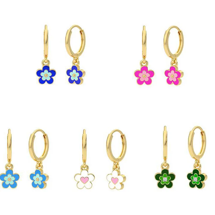 

Lovely Enamel Flower Hoop Earrings for Women Girls 925 Sterling Silver Earring Dangle Earring Jewelry Pendientes Plata 925