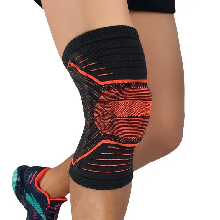 

Wholesale Nylon 3D knitted Knee Brace Patella Protector Silicone Spring Knee Pads Sports Compression Sleeve Knee Support