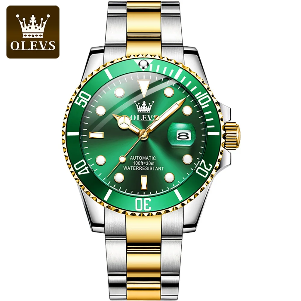 

OLEVS 6650 customized OEM Luxury Gift waterproof green black luxury watch watch for man stainless steel wrist Mechanical watch