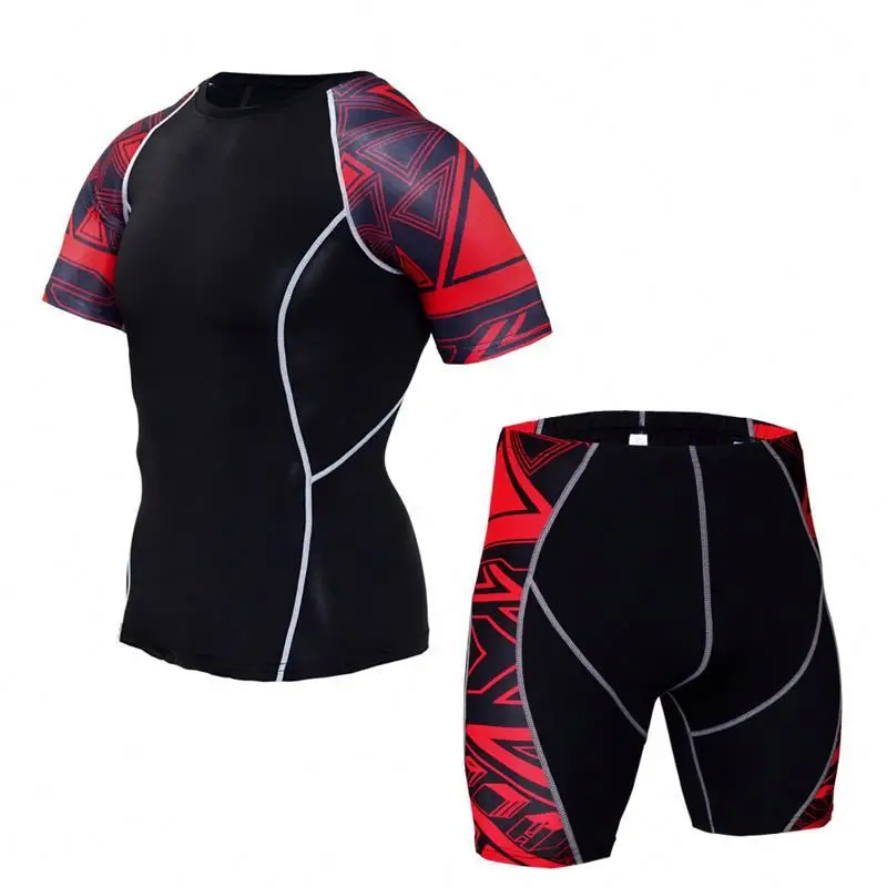 

Plus Size Quick Dry Yoga Fitness Athletic Rash Shirt Set For Men