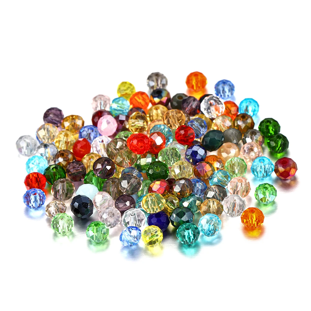

70-300pcs 3/4/6/8mm Translucent Czech Crystal Glass Bead Faceted Colorful Spacer Bead For DIY Bracelet Jewelry Making Supplies, As picture
