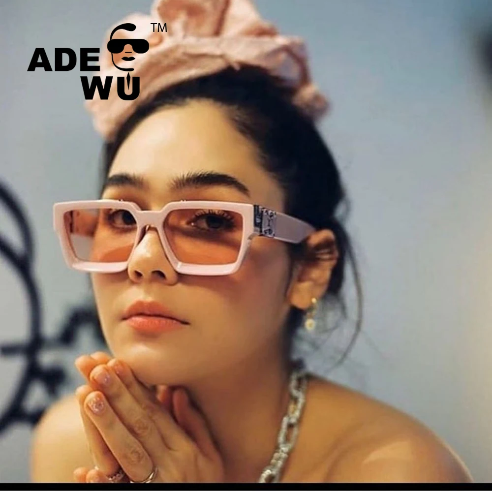 

ADE WU CCZ1165E 2020 Fashion Luxury Decoration Square Sunglasses Women Cool Vintage Brand Design Men Sun Glasses Oculos De Sol, As shown in figure