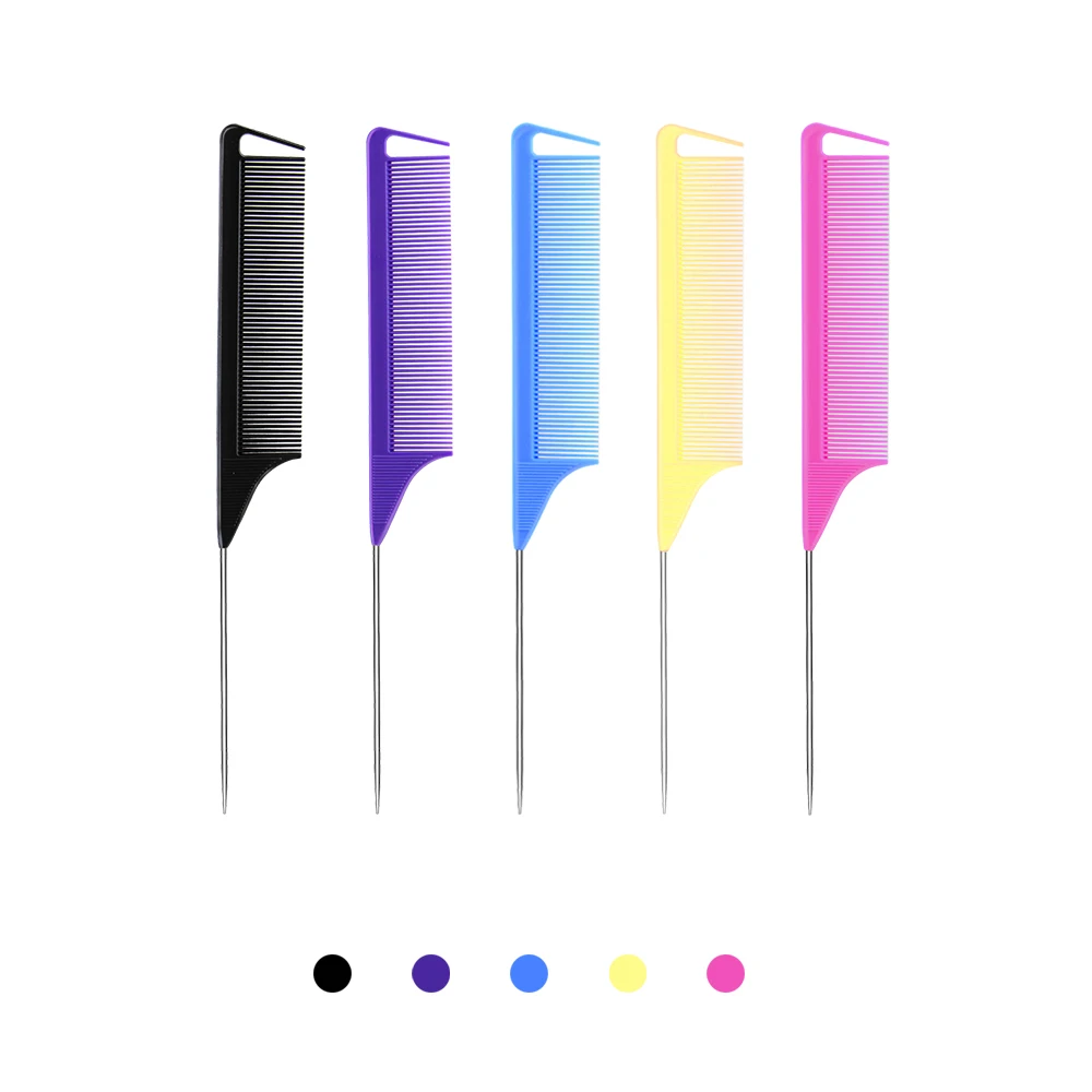 

Wholesaler plastic anti-static hair cutting comb candycolor hot parting comb barber comb, Mix color