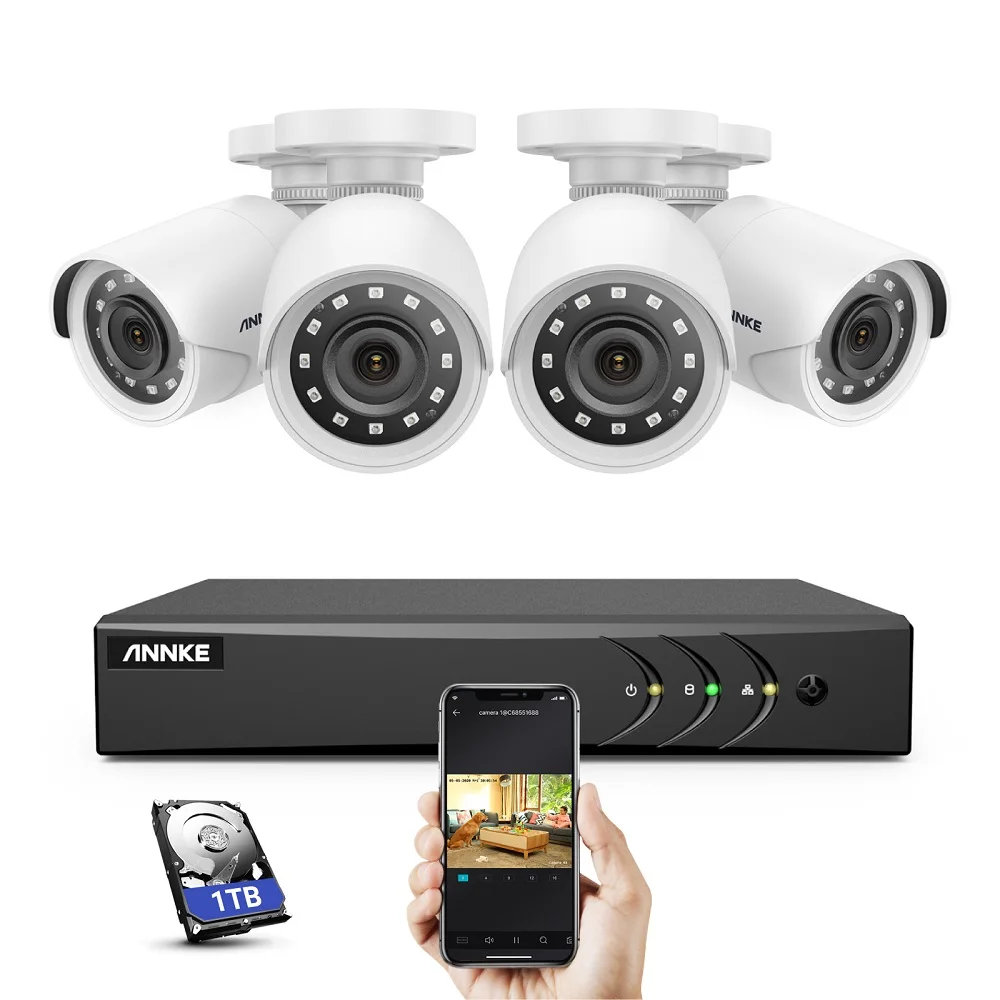 

ANNKE 1080p Wired Security Camera System 5-in-1 5MP 8CH DVR System Night Vision Waterproof TVI Surveillance Bullet Cameras