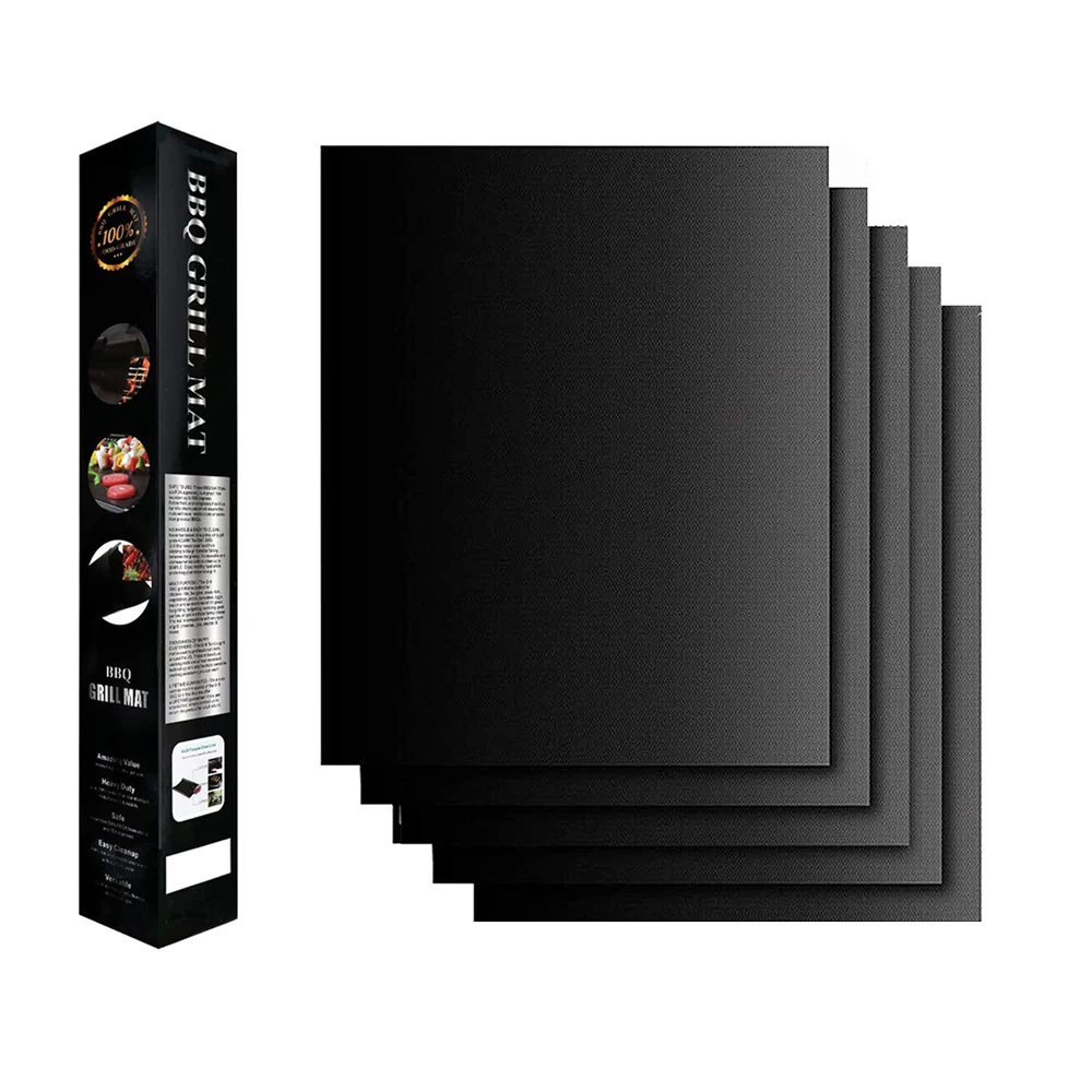 

Dongjian Barbecue Accessories Manufacturers Non Stick Reusable and Easy to Clean Heavy Duty BBQ Grill Mats, Copper/ black/gold