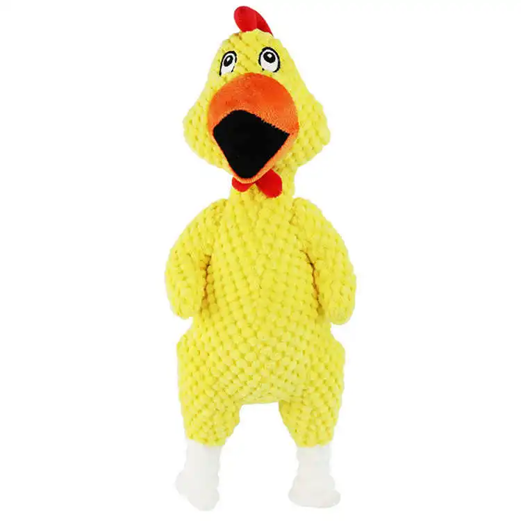 

Factory Supply 2021 New Screaming Chicken Pet Plush Chewing Squeaky Toys Teeth Cleaning Durable Dog Cat Playing Anti-bite Toys