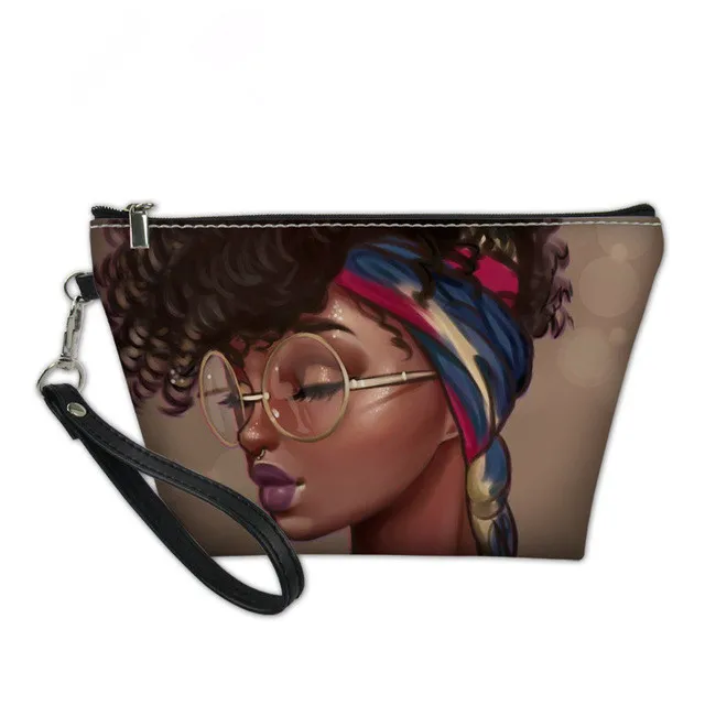 

Travel Organizer Cosmetic Cases Women Black Art African Girl Printing Make Up Bags Ladies Wash Kit Bag Females Bolsa