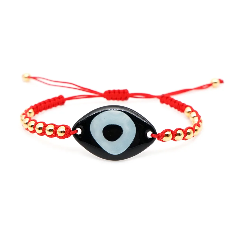 

Hesiod Bohemian Evil Eye Miyuki Hand Knitting 4mm Gold Beads Bracelet for Women