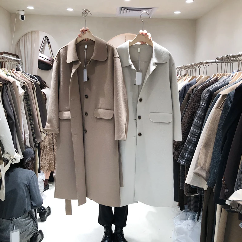 

Fashion lamb trench jackets womens wool long winter coats for ladies women