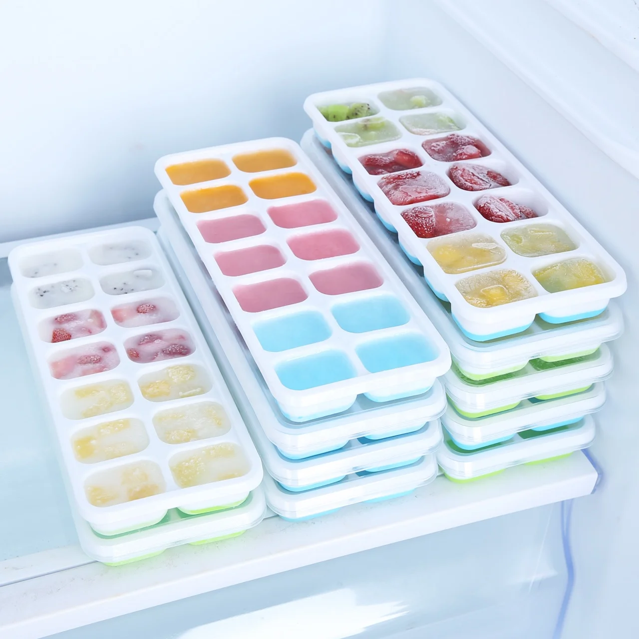 

Haixin 14 Grid durable Ice Cube Tray Food Grade Silicone ice cube mold Custom Eco-friendly ice tube trays, Blue green