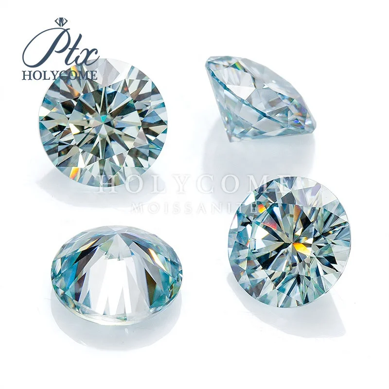 

Wuzhou moissanite Stone  1Carat High Quality Round Cut Blue Loose Moissanite Diamond Gemstone, Def, light blue