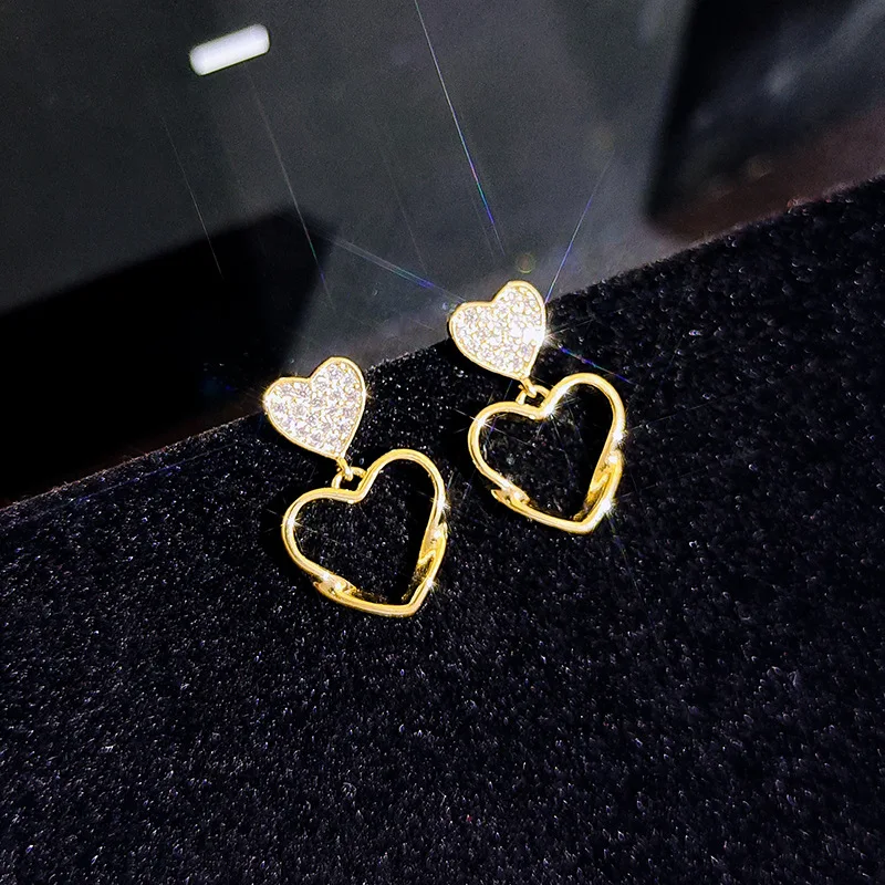 

Hot sale jewelry KYED0643 exquisite heart shape 3A Zircon 18k gold earrings for women