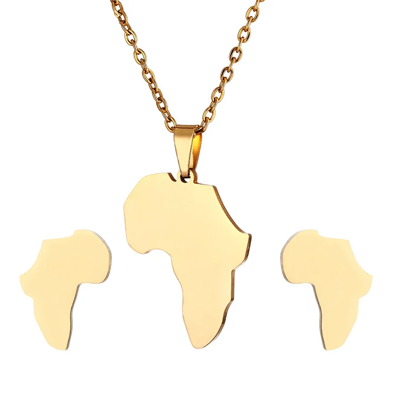 

Wholesale Africa Gold Plated Map Personality Fashion Long Chain Necklace Pendant Jewelry, Gold/silver