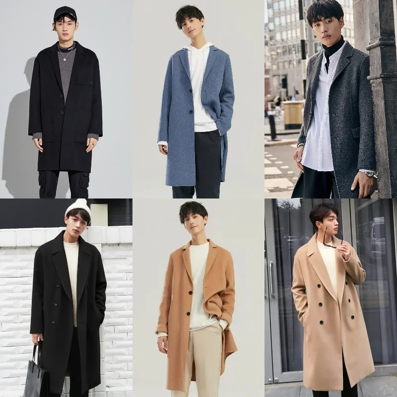 

Factory direct sales fashion men's woolen coat woolen long coat men wholesale