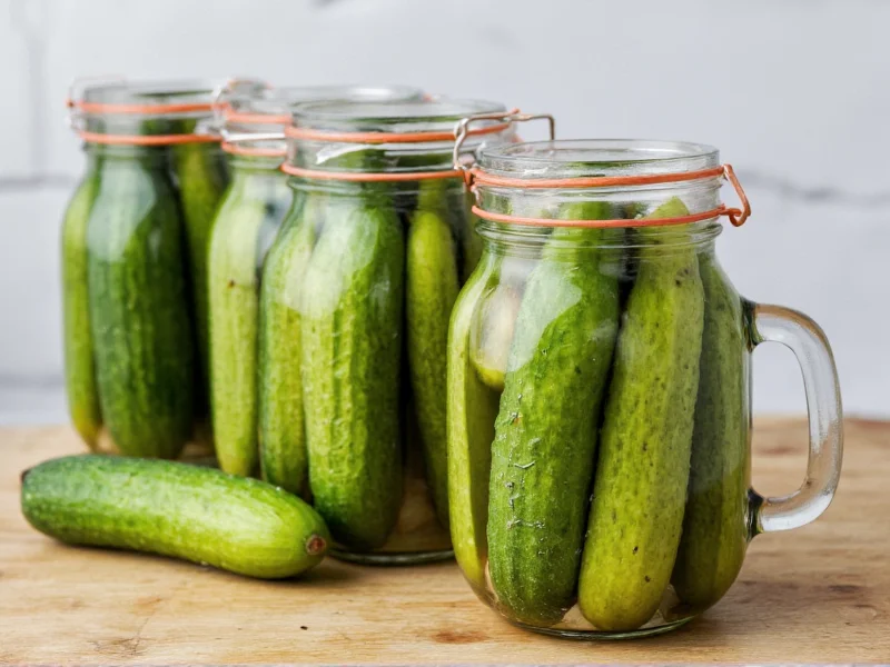 Fresh cucumbers and mason jars for homemade pickles