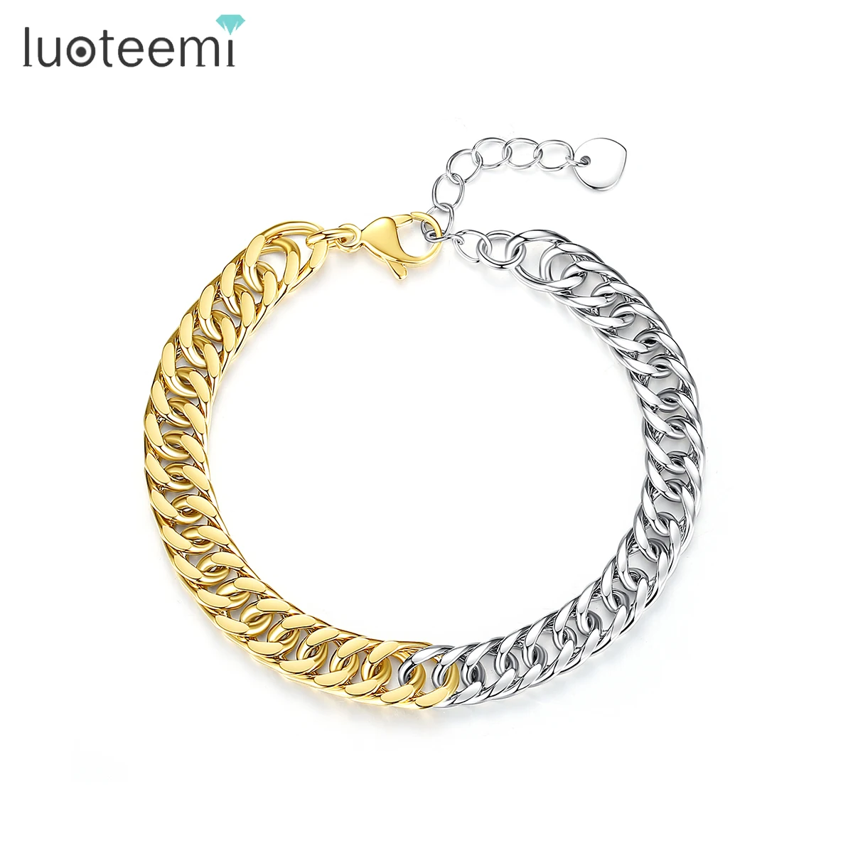 

SP-LAM Cuban Link Chain Stainless Steel Double Gold Charm Designer Fashion Man Women Jewelry Hot Selling Bracelet